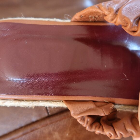 $295 STAUD Maya espadrille sandals flatform cognac brown size 36 platform 1" - Picture 9 of 16